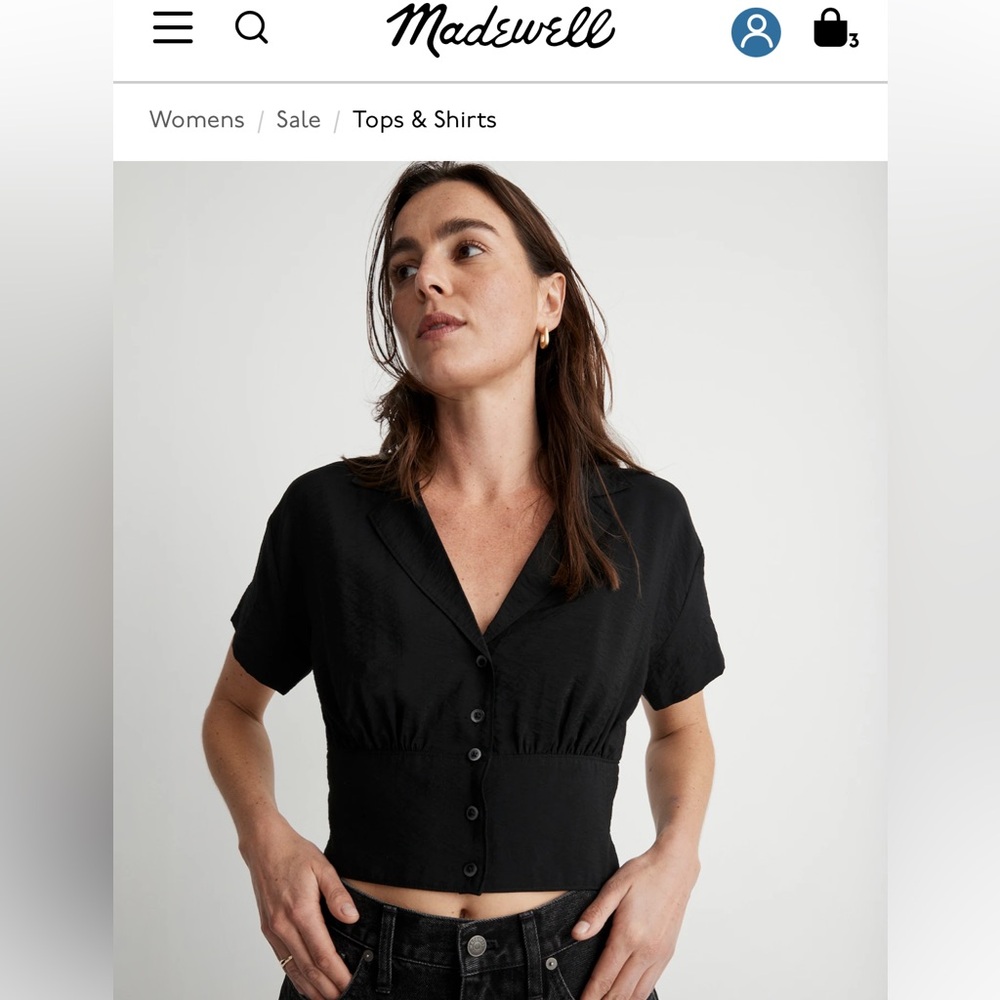 Madewell Drapery Banded-Bottom Button-Down Top